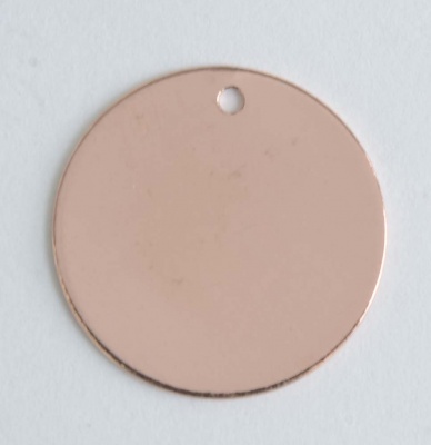 Vermeil Sterling Silver Rose Gold Plated Charm Pendant Dog Tag Disc 18.5mm x 1